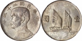 CHINA. Dollar, Year 22 (1933). NGC MS-64.

L&M-109; K-623; Y-345; WS-0145b. Well struck with satiny luster and smokey gray tone highlighted with lig...