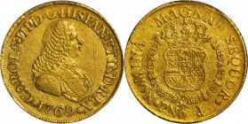 COLOMBIA. 8 Escudos, 1769/7-PN J. Popayan Mint. Charles III (1759-88). PCGS Genuine--Scratch, EF Details Gold Shield.

Restrepo-70.13; Fr-26; KM-38....