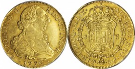 COLOMBIA. 8 Escudos, 1776-P SF. Popayan Mint. Charles III (1759-88). PCGS AU-55 Gold Shield.

Fr-36; Restrepo-M73.18; KM-50.2; Cal-type-17#129. A de...