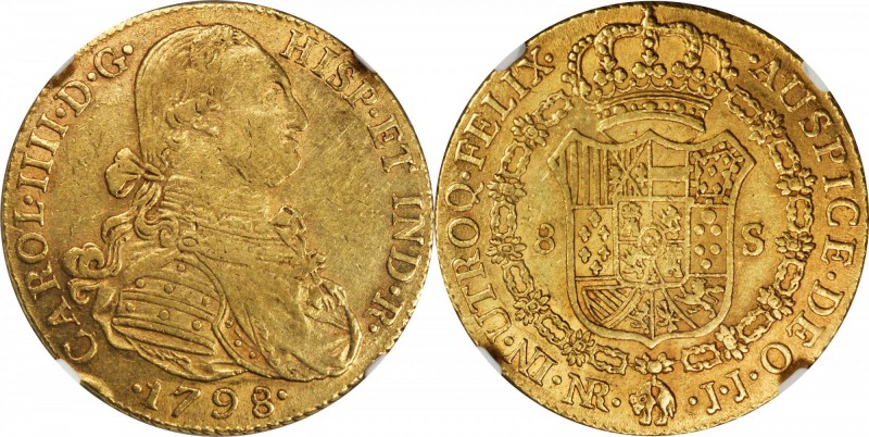 COLOMBIA. 8 Escudos, 1798-NR JJ. Nuevo Reino (Bogota) Mint. Charles IV (1788-180...