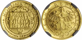 CZECH REPUBLIC. Four Piece Mint Set, 1995. NGC MS-69 & MS-70.

Fr-1/4; KM-18/21. Set composed of a 1,000 Korun (Mintage of only 1,997 pieces), 2,500...