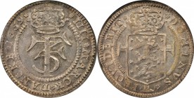 DENMARK. Krone (4 Mark), 1659. Frederik III (1648-70). NGC MS-63.

KM-194.5; Dav-3574; Sieg-49.1; H-95A. Entirely wholesome with pleasing silver and...