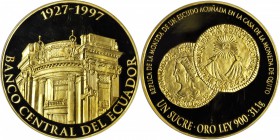 ECUADOR. Sucre, 1997. PCGS PROOF-69 DEEP CAMEO.

Fr-12; KM-111. Struck for the 70th Anniversary of the establishment of the Central Bank with a mint...