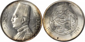 EGYPT. 20 Piastres, AH 1352 / 1933. PCGS MS-63 Gold Shield.

KM-352. Fully radiant quality with sharp detail in the brilliant centers and attractive...