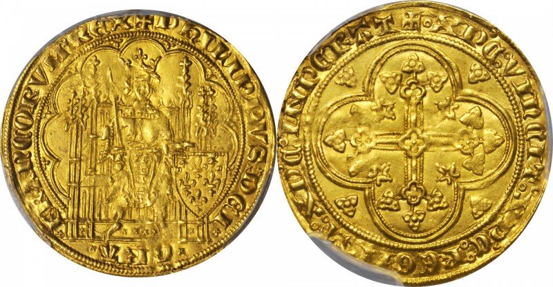 FRANCE. Ecu d'Or, ND (1st emission, 1 January 1337). Philip VI (1328-50). PCGS M...