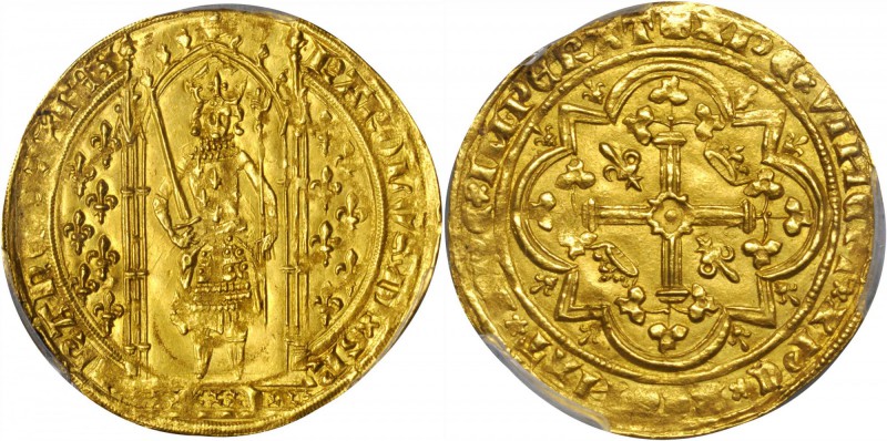 FRANCE. Franc a Pied, ND. Charles V (1364-80). PCGS MS-63 Gold Shield.

3.82 g...