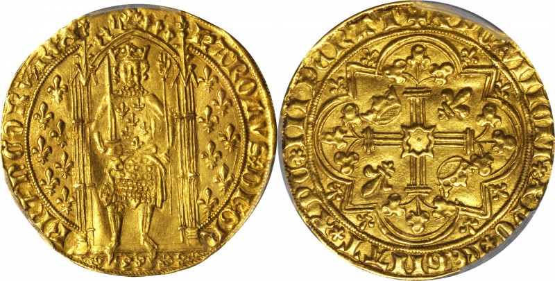 FRANCE. Franc a Pied, ND. Charles V (1364-80). PCGS MS-61 Gold Shield.

Fr-284...
