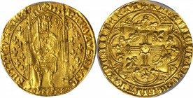 FRANCE. Franc a Pied, ND. Charles V (1364-80). PCGS MS-61 Gold Shield.

Fr-284; Dup-360; Ciani-457. 3.77 grams. Sharply detailed on an even flan wit...
