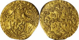 FRANCE. 1/2 Heaume d'Or, ND (ca. 1418). La Rochelle Mint. Charles VI (1380-1422). NGC EF-45.

Fr-296; Dupl-374A. The confused politics of the time p...