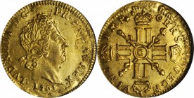 FRANCE. 1/2 Louis d'Or, 1701-C. Caen Mint. Louis XIV (1643-1715). ANACS AU-50.

Fr-437; KM-332.3; Gad-241. Demi-louis d'or aux huit L et aux insigne...