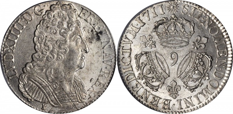 FRANCE. Ecu, 1711-(9). Rennes Mint. PCGS MS-63.

KM-386.23; Dav-1324; Gad-229....