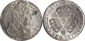 FRANCE. Ecu, 1711-(9). Rennes Mint. PCGS MS-63.

KM-386.23; Dav-1324; Gad-229. Choice quality, displaying a bold strike and frosty luster in the fie...