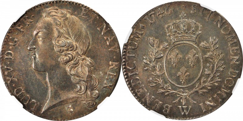 FRANCE. Ecu, 1746-W. Lille Mint. Louis XV (1715-74). NGC MS-62.

Dav-1331; KM-...