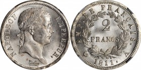 FRANCE. 2 Franc, 1811-A. Paris Mint. NGC MS-64.

KM-693.1; Gad-501. Jaw-dropping quality with intense frosty luster that enlivens the tone-free fiel...