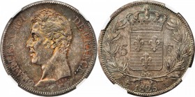 FRANCE. 5 Franc, 1825-A. Paris Mint. NGC MS-65.

Dav-88; Gad-643; KM-720.1. A magnificent Gem example of the date with a deep blanket of olive brown...