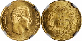 FRANCE. 10 Franc, 1859-A. Paris Mint. NGC MS-65+★.

Fr-576a; KM-784.3; Gad-1014. Outstanding overall quality with minimal handling over either side ...