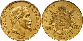 FRANCE. 100 Franc, 1868-BB. Strasbourg Mint. PCGS MS-61 Gold Shield.

Gad-1136; KM802.2. From a mintage of only 789 pieces. Elusive quality with ful...