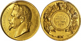 FRANCE. Agricultural Committee of Setif Award Gold Medal, 1870. PCGS SP-58 Gold Shield.

36 mm; 25.96 gms. By Desaide-Roquelay. Laureate bust of Nap...