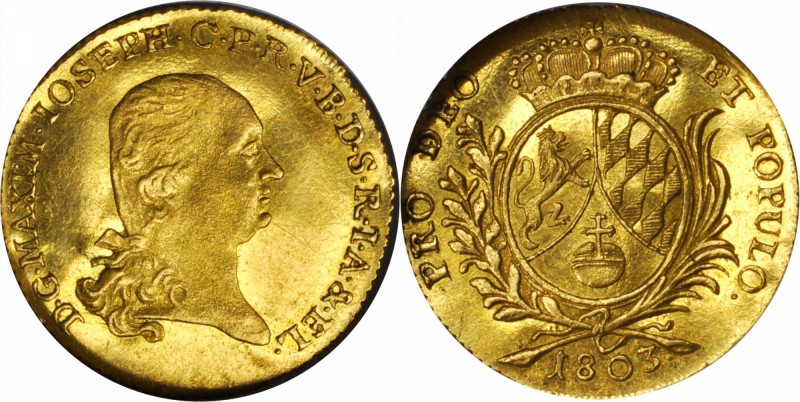 GERMANY. Bavaria. Ducat, 1803. Maximilian IV Joseph, Elector (1799-1805). NGC MS...
