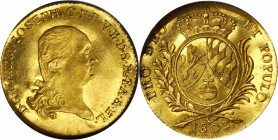 GERMANY. Bavaria. Ducat, 1803. Maximilian IV Joseph, Elector (1799-1805). NGC MS-62.

Fr-262; KM-646.2. Three year type (1801-1803). Obverse: Head r...