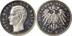 GERMANY. Bavaria. 5 Mark, 1906-D. PCGS PROOF-63 CAMEO.

KM-915 (formerly KM-512); J-46. Deep mirror-like qualities exist in the fields with strong f...