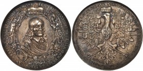GERMANY. Brandenburg. Ambassadorial Presentation Silver Medal, ND (ca. 1663). Friedrich Wilhelm (1640-88). PCGS SP-58 Gold Shield.

73 mm. Brockmann...