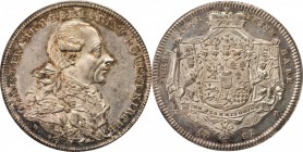 GERMANY. Hohenlohe-Kirchberg. Taler, 1781-W WKS. Christian Friedrich Karl (1767-1806). PCGS MS-62 Gold Shield.

KM-12; Dav-2359A. One year type. Imp...