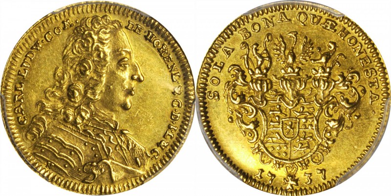 GERMANY. Hohenlohe-Neuenstein-Weikersheim. Ducat, 1737-N. Karl Ludwig (1708-56)....