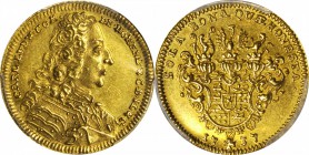 GERMANY. Hohenlohe-Neuenstein-Weikersheim. Ducat, 1737-N. Karl Ludwig (1708-56). PCGS MS-61 Gold Shield.

Fr-1337; KM-12. 3.49 grams. This is the on...