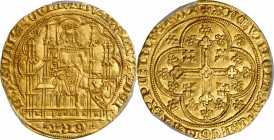 GERMANY. Julich-Cleve-Berg. Ecu d'Or, ND. Wilhelm III (1393-1402). PCGS MS-61 Gold Shield.

Fr-1362; Delmonte-593; Noss-130. 4.36 grams. Obverse: Ru...