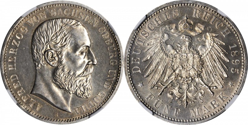 GERMANY. Saxe-Coburg-Gotha. 5 Mark, 1895-A. NGC MS-61.

KM-160. One year type ...