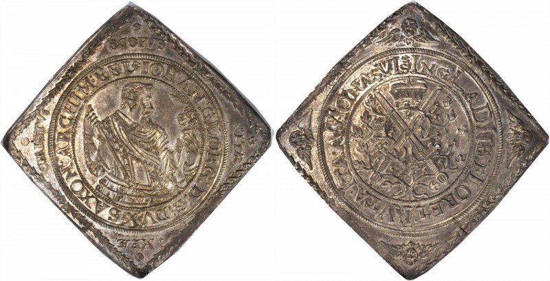 GERMANY. Saxony. Taler, ND (1614). Johann Georg I and August (1611-15). NGC MS-6...