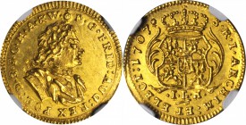 GERMANY. Saxony. 1/2 Ducat, 1707-ILH. Dresden Mint. Friedrich August I (1694-1733). NGC MS-61.

Fr-2783; KM-714; Kopicki-11024; Kaminski-536. The fi...