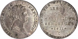 GERMANY. Westphalia. Taler, 1811-C. Jerome Napoleon (1807-13). PCGS AU-58.

Dav-934; KM-119. A SCARCE mining issue, ideally presented for the grade,...