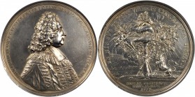 GERMANY. Wurzburg. Johann Philipp Franz von Schonborn Silver Medal, 1720. NGC AU Details--Cleaned.

73.2 mm. Helmschrott-544a. By Vestner. Issued to...