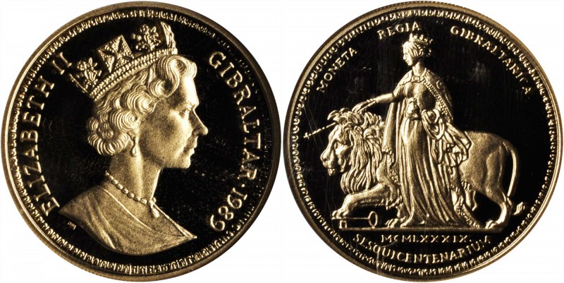 GIBRALTAR. 2 Sovereign, 1989. NGC PROOF-70 ULTRA CAMEO.

Fr-B2; KM-29. Una and...
