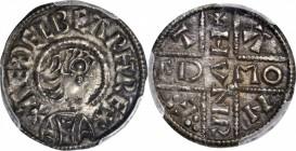 GREAT BRITAIN. Penny, ND. Aethelberht (858-65). PCGS AU-55 Gold Shield.

S-1053; North-620. Hunred moneyer. Obverse: bust right; Reverse: large void...