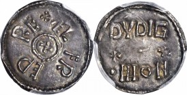 GREAT BRITAIN. Kings of Wessex. Penny, ND. Alfred the Great (871-899). PCGS AU-53 Gold Shield.

S-1066; North-637. Moneyer Dudig. Obverse: small cro...