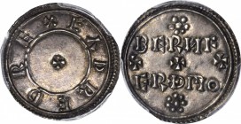 GREAT BRITAIN. Penny, ND. Eadred (946-55). PCGS AU-58 Gold Shield.

S-1113; North-710. Bernferth moneyer. Obverse: small cross pattee, EADRED REX ar...