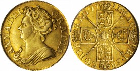 GREAT BRITAIN. Guinea, 1711. Anne (1702-14). PCGS AU-53 Gold Shield.

S-3574; Fr-320; KM-534. Third bust. Some adjustment marks along the center of ...