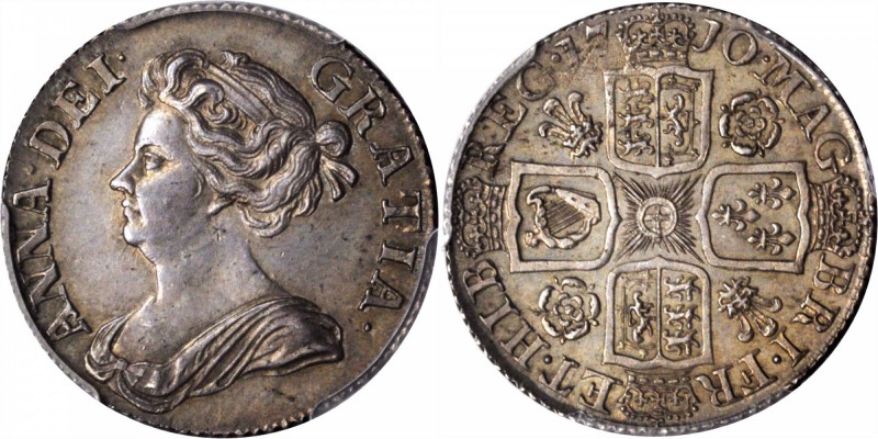 GREAT BRITAIN. Shilling, 1710. Anne (1702-14). PCGS MS-63 Gold Shield.

S-3614...