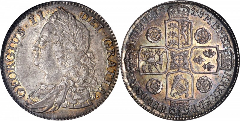 GREAT BRITAIN. 1/2 Crown, 1743. George II (1727-60). NGC MS-62.

S-3694; KM-58...