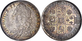 GREAT BRITAIN. 1/2 Crown, 1743. George II (1727-60). NGC MS-62.

S-3694; KM-584.1; ESC-603. "SEPTIMO" on edge. Dusky gray toned in the obverse cente...