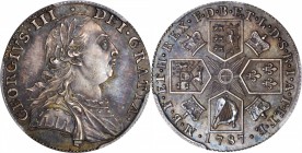 GREAT BRITAIN. Shilling, 1787. PCGS PROOF-64+ Gold Shield.

S-3746; KM-607.1, ESC-2132 (R4). Variety with hearts in Hanoverian arms. Impressively de...