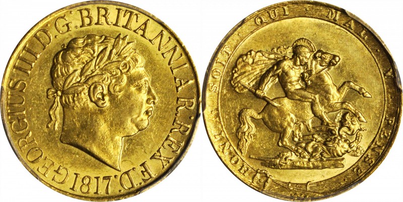 GREAT BRITAIN. Sovereign, 1817. PCGS AU-58 Gold Shield.

S-3785; Fr-371; KM-67...