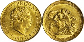 GREAT BRITAIN. Sovereign, 1817. PCGS AU-58 Gold Shield.

S-3785; Fr-371; KM-674. A wholesome example just shy of Mint State. Minor handling on the b...