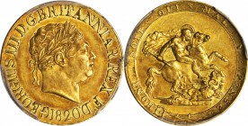GREAT BRITAIN. Sovereign, 1820. George III (1760-1820). PCGS AU-55 Gold Shield.

S-3785C; Fr-371; KM-674. Open 2 type. Uniquely presented with rich ...