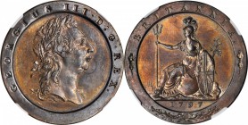 GREAT BRITAIN. Copper Penny Pattern, 1797. George III (1760-1820). NGC PROOF-63 BN.

P-1097. Late Soho. An attractive, more ornate, pattern design f...