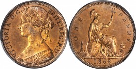 GREAT BRITAIN. Penny, 1868. PCGS PROOF-65 RD.

S-3954; KM-749.2. Razor sharp with sharply squared rims that frame the stunningly intricate central m...