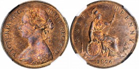 GREAT BRITAIN. 1/2 Penny, 1876-H. Heaton Mint. NGC PROOF-66 RB.

S-3957; KM-754. Stunningly preserved for this branch mint presentation with razor s...